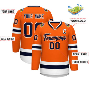 Maillot de hockey de style classique orange marine orange-blanc personnalisé