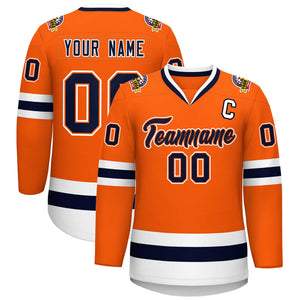 Maillot de hockey de style classique orange marine orange-blanc personnalisé