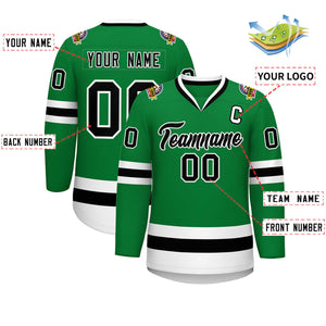 Maillot de hockey de style classique Kelly Green noir-blanc personnalisé