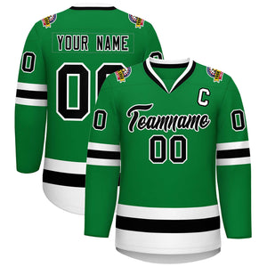 Maillot de hockey de style classique Kelly Green noir-blanc personnalisé