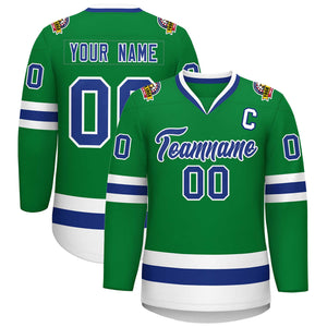 Maillot de hockey de style classique Kelly Green Royal-White personnalisé