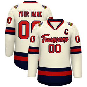 Custom Khaki Red-Navy Classic Style Hockey Jersey