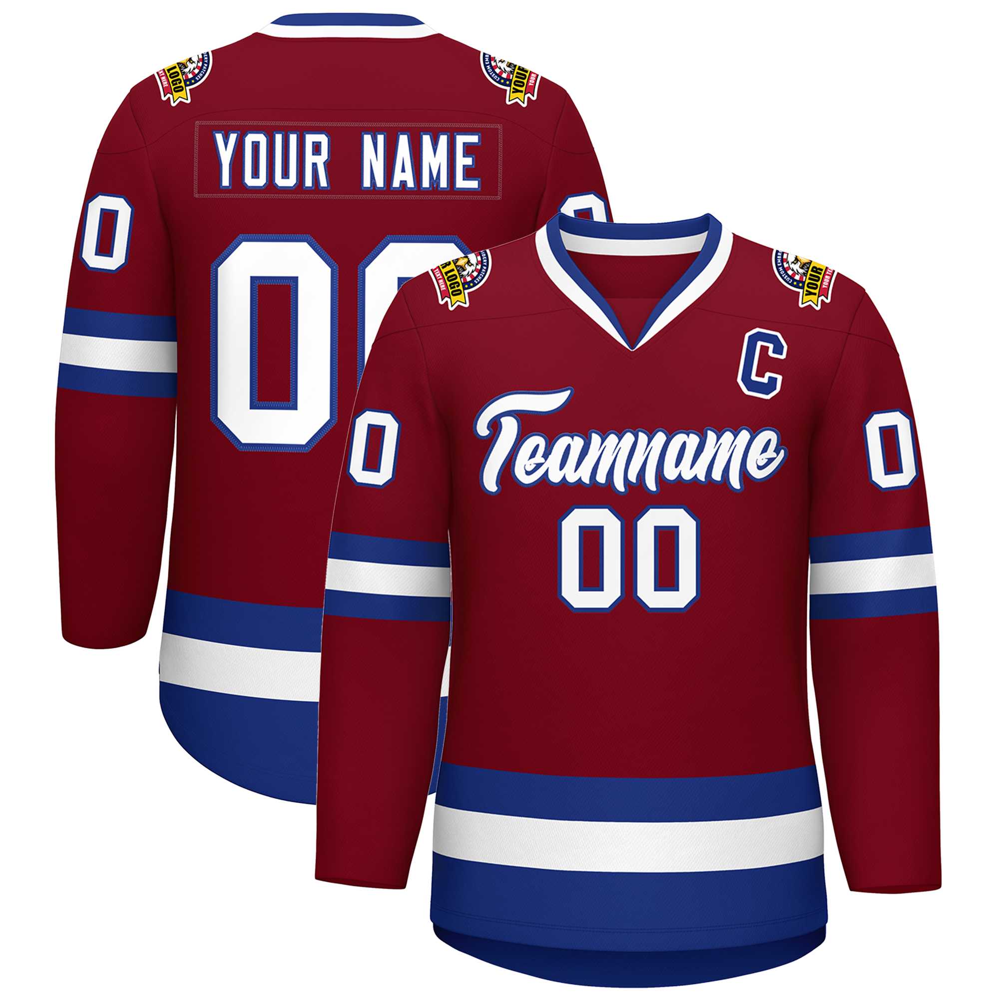 Maillot de hockey de style classique Crimson White-Royal personnalisé