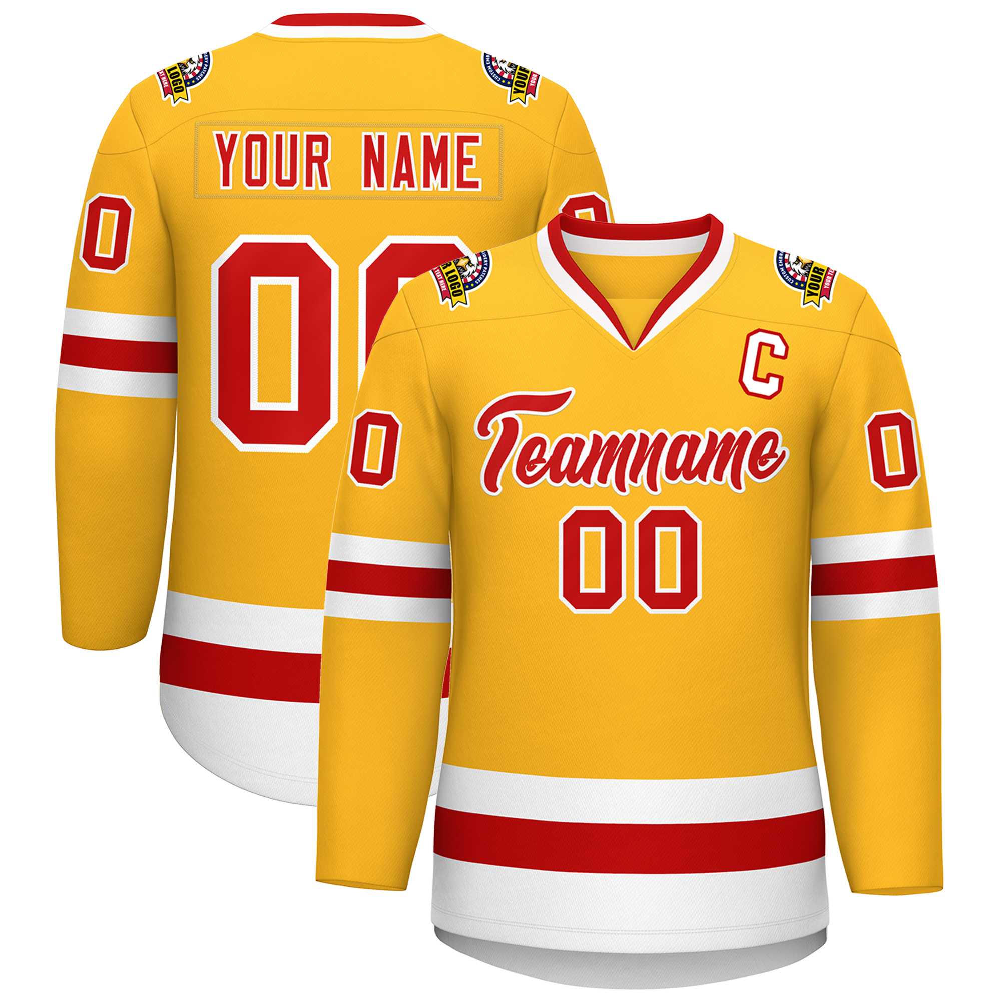 Maillot de hockey de style classique rouge-blanc personnalisé