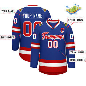 Custom Royal Red-White Classic Style Hockey Jersey