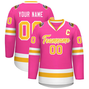 Maillot de hockey de style classique personnalisé en or rose et blanc