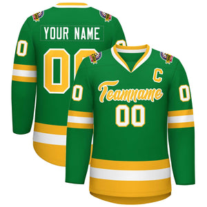 Maillot de hockey de style classique Kelly vert or-blanc personnalisé