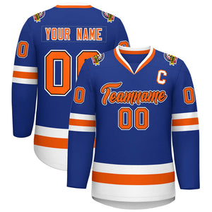 Custom Royal Orange Black-White Classic Style Hockey Jersey