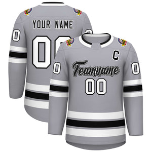 Maillot de hockey de style classique personnalisé gris noir blanc-noir