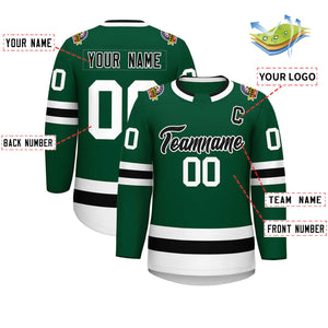 Custom Green Black-White Classic Style Hockey Jersey