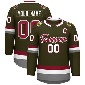 Maillot de hockey de style classique Olive Crimson-White personnalisé