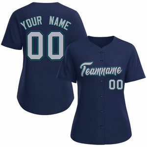 Custom Navy Gray Navy Classic Style Baseball Jersey for Women