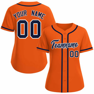 Maillot de baseball de style classique orange marine blanc personnalisé pour femmes