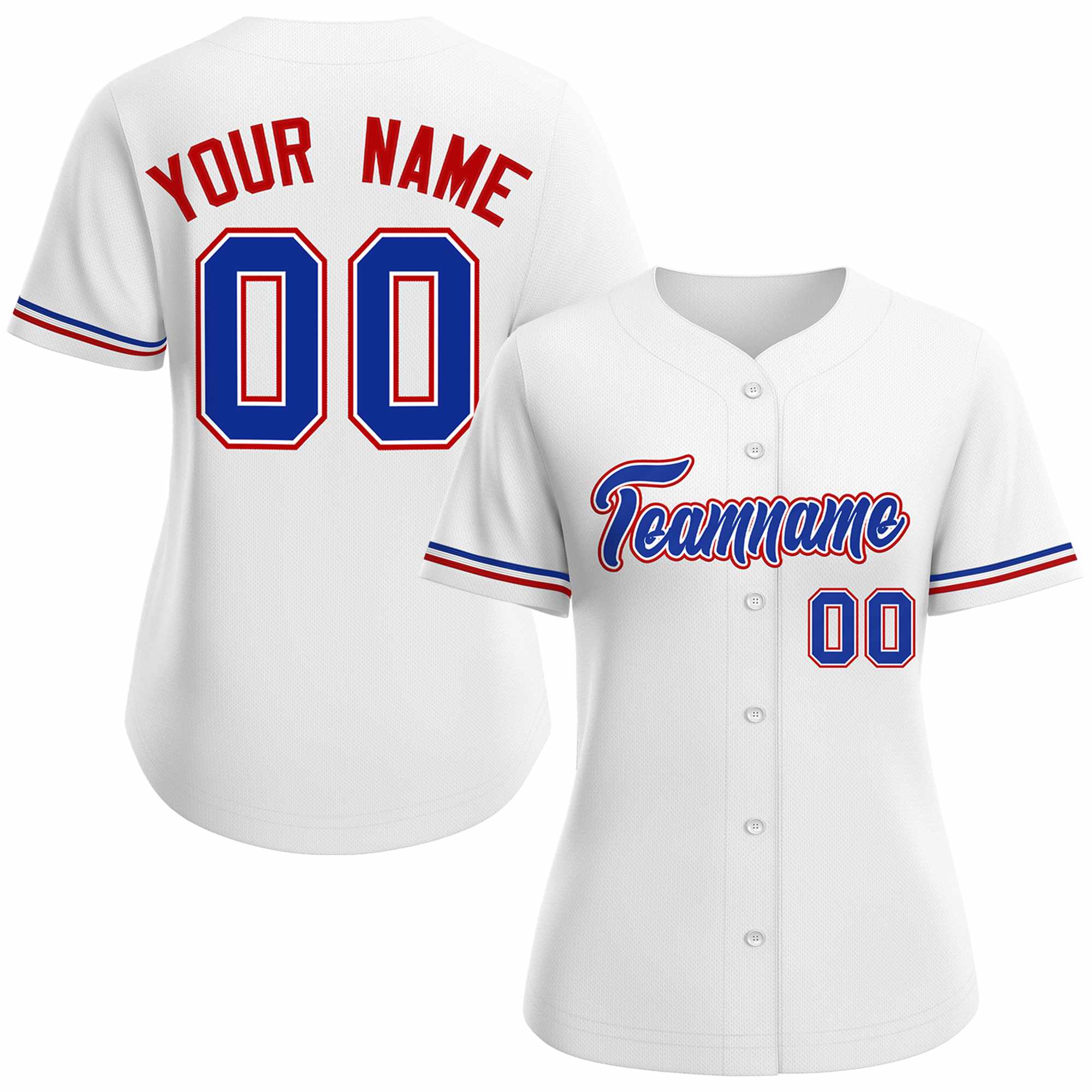 Maillot de baseball de style classique royal blanc personnalisé pour femmes