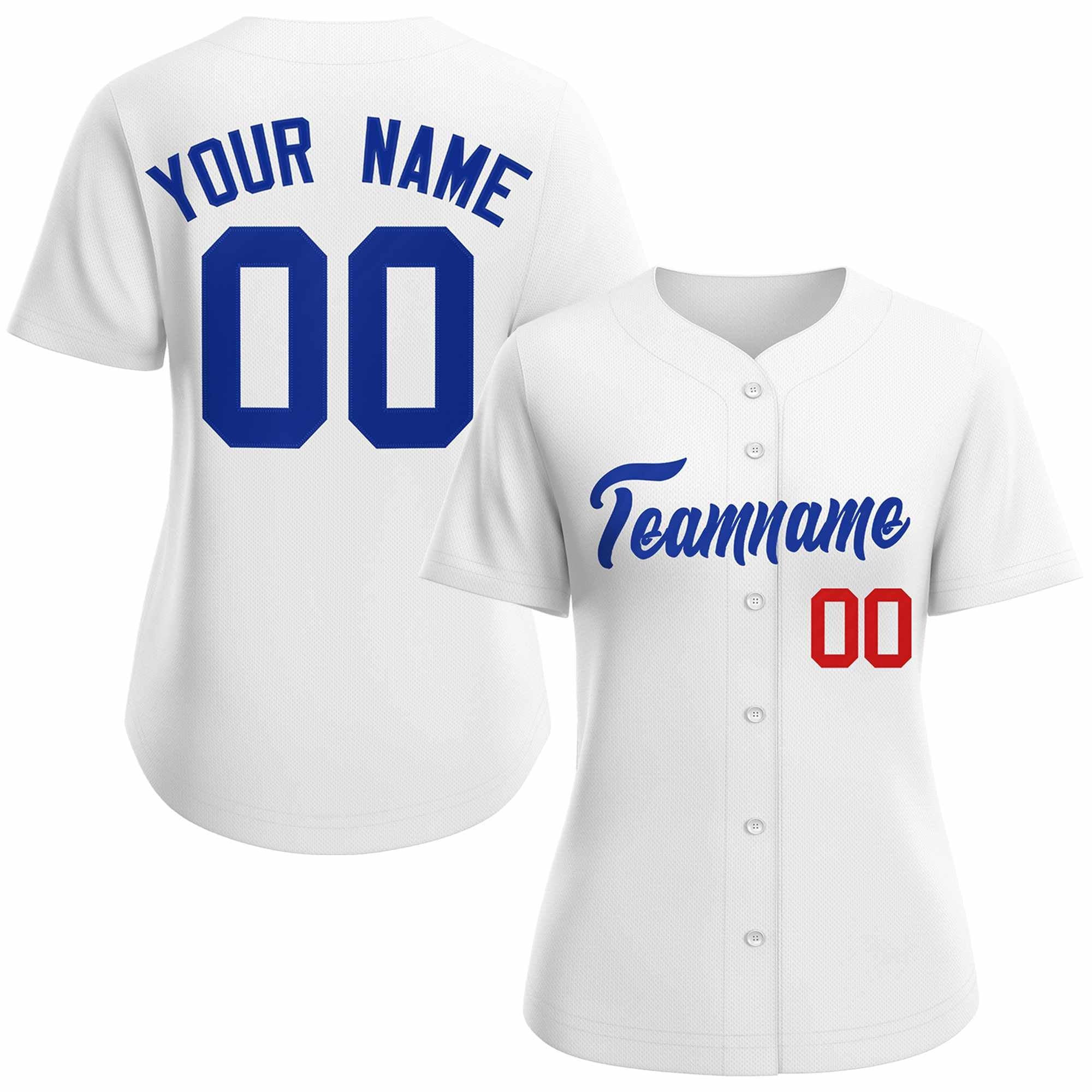 Maillot de baseball de style classique royal blanc personnalisé pour femmes