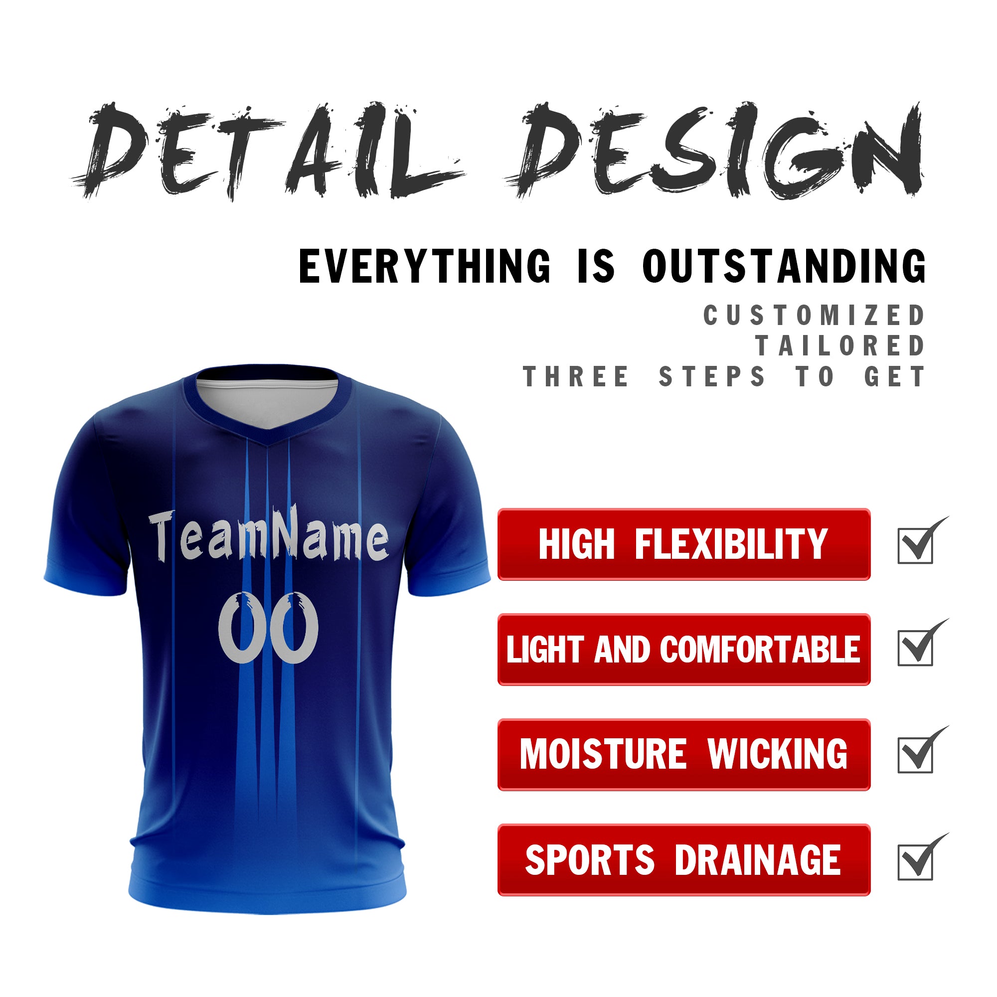 Custom Navy White Sport Soccer Tops Jersey