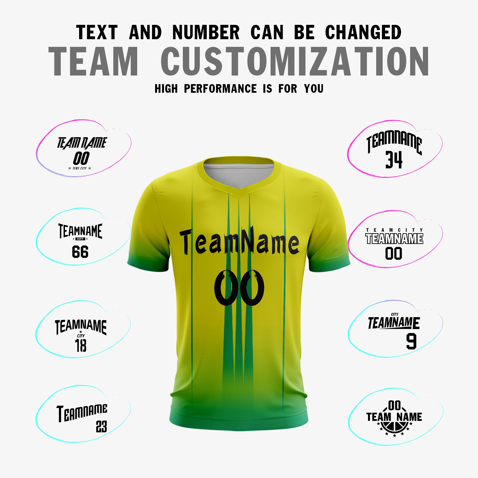 Custom Yellow Green Sport Soccer Tops Jersey