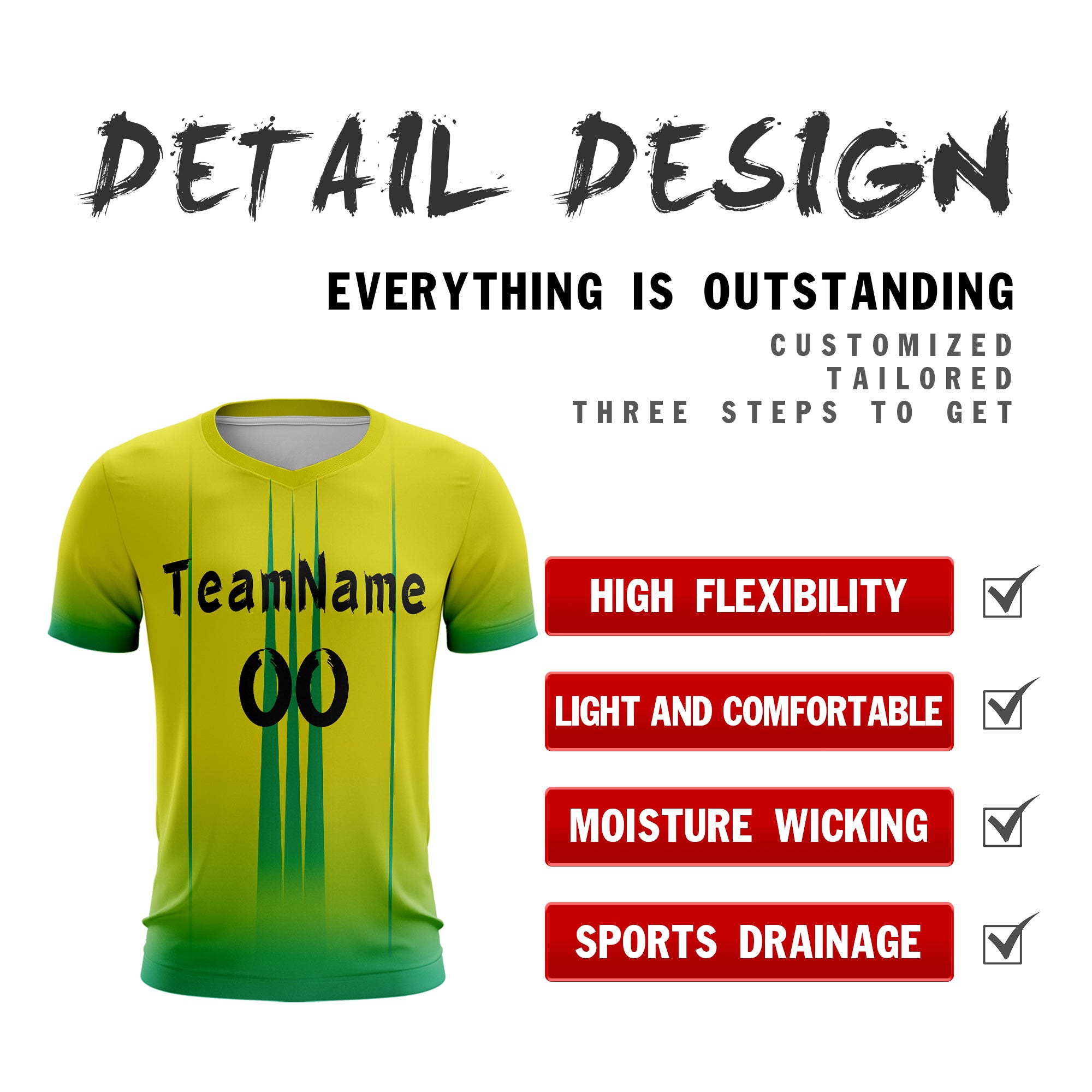 Custom Yellow Green Sport Soccer Tops Jersey