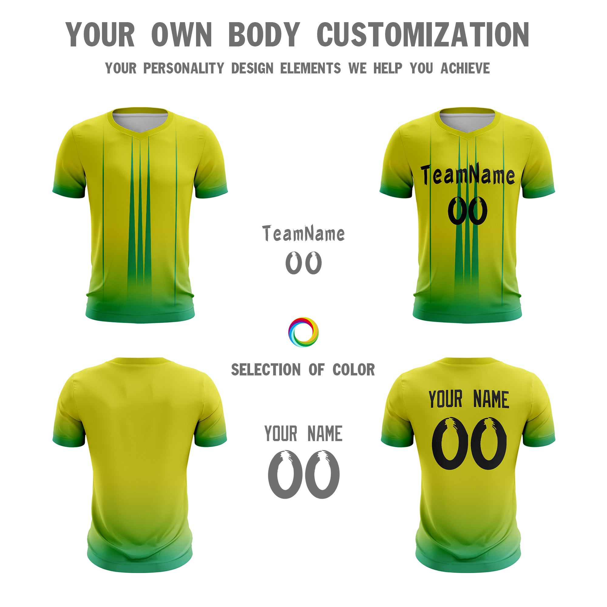 Custom Yellow Green Sport Soccer Tops Jersey