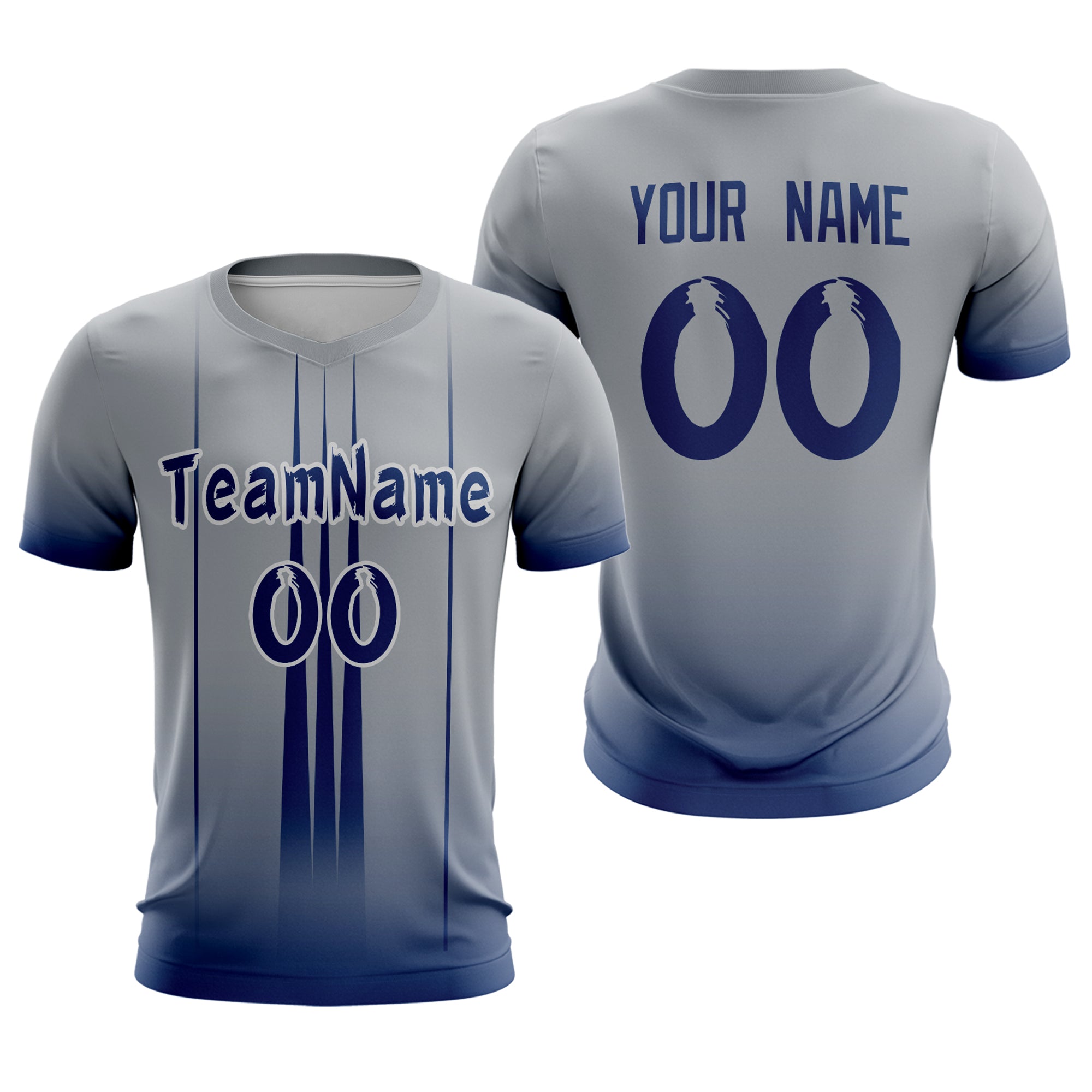 Custom Gray Navy Sport Soccer Tops Jersey