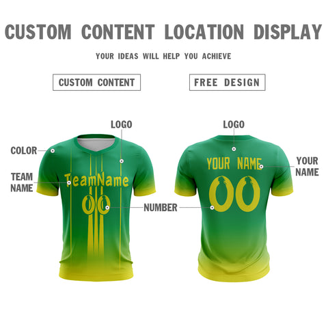 Custom Green Yellow Sport Soccer Tops Jersey