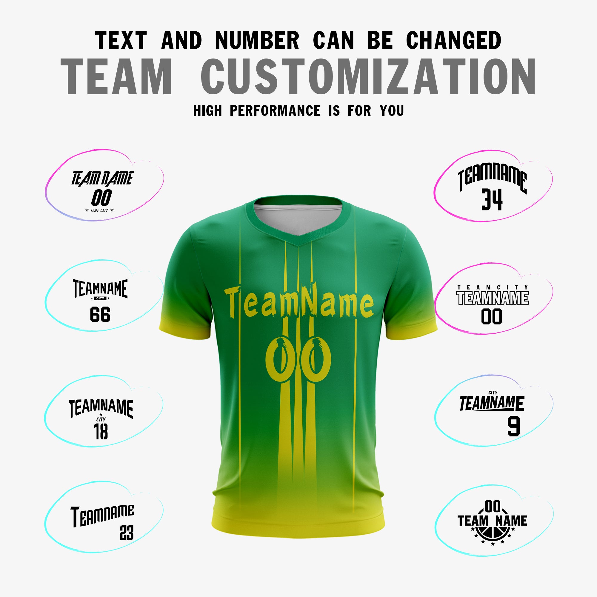 Custom Green Yellow Sport Soccer Tops Jersey