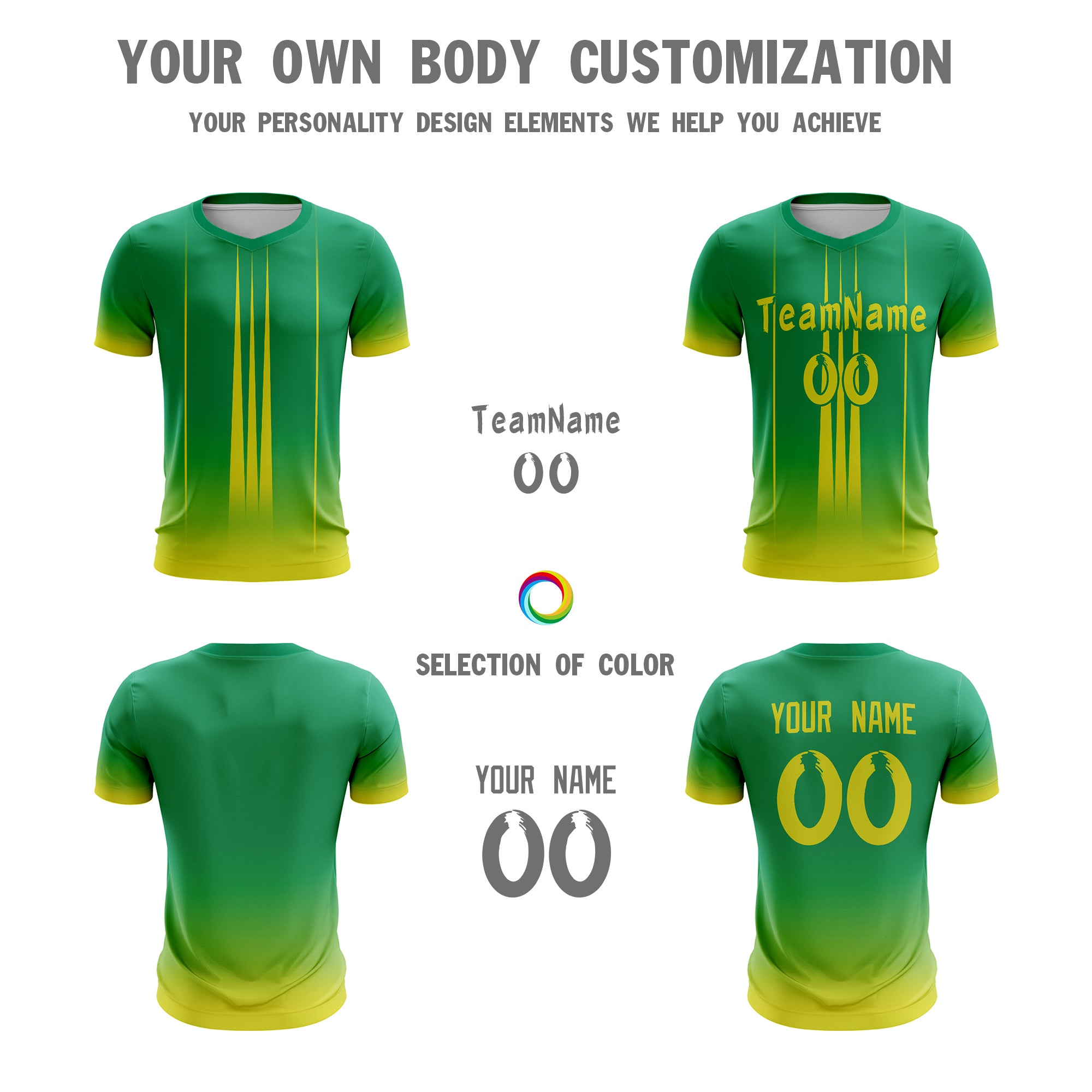 Custom Green Yellow Sport Soccer Tops Jersey