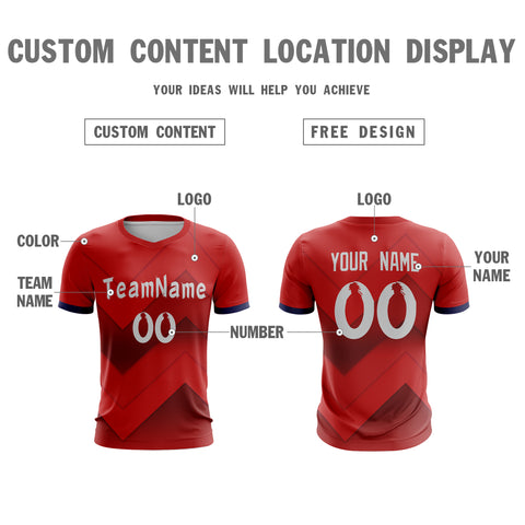 Custom Red White Sport Soccer Tops Jersey