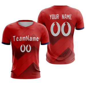 Custom Red White Sport Soccer Tops Jersey