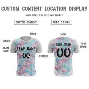 Custom White Pink-Blue Sport Soccer Tops Jersey