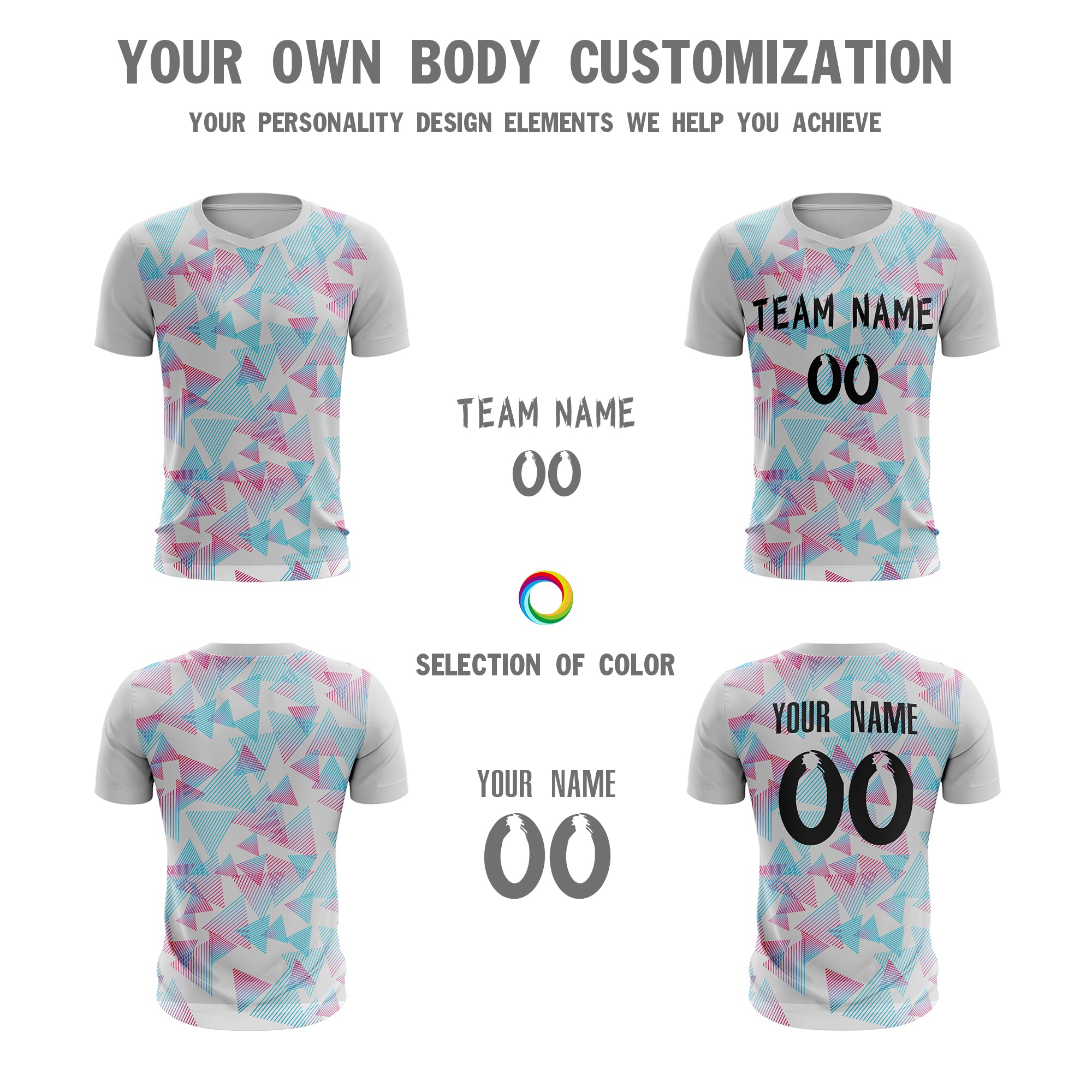 Custom White Pink-Blue Sport Soccer Tops Jersey