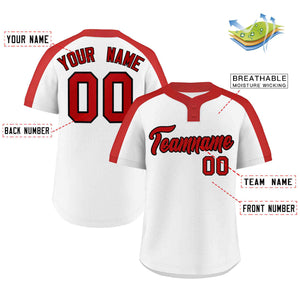 Custom White Red-Black Classic Style Authentic Two-Button Baseball Jersey