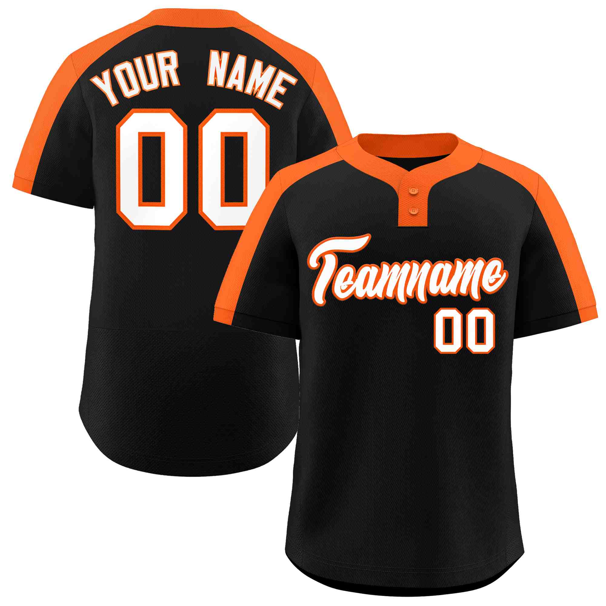 Custom Black White-Orange Classic Style Authentic Two-Button Baseball Jersey