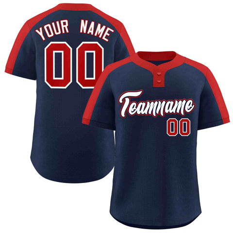 Custom Navy White-Navy Classic Style Authentic Two-Button Baseball Jersey