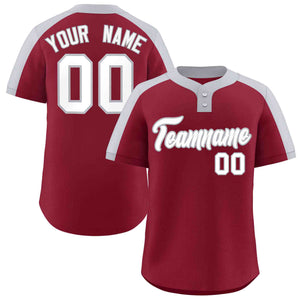 Custom Crimson White-Gray Classic Style Authentic Two-Button Baseball Jersey