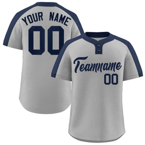 Maillot de baseball authentique à deux boutons de style classique gris marine personnalisé