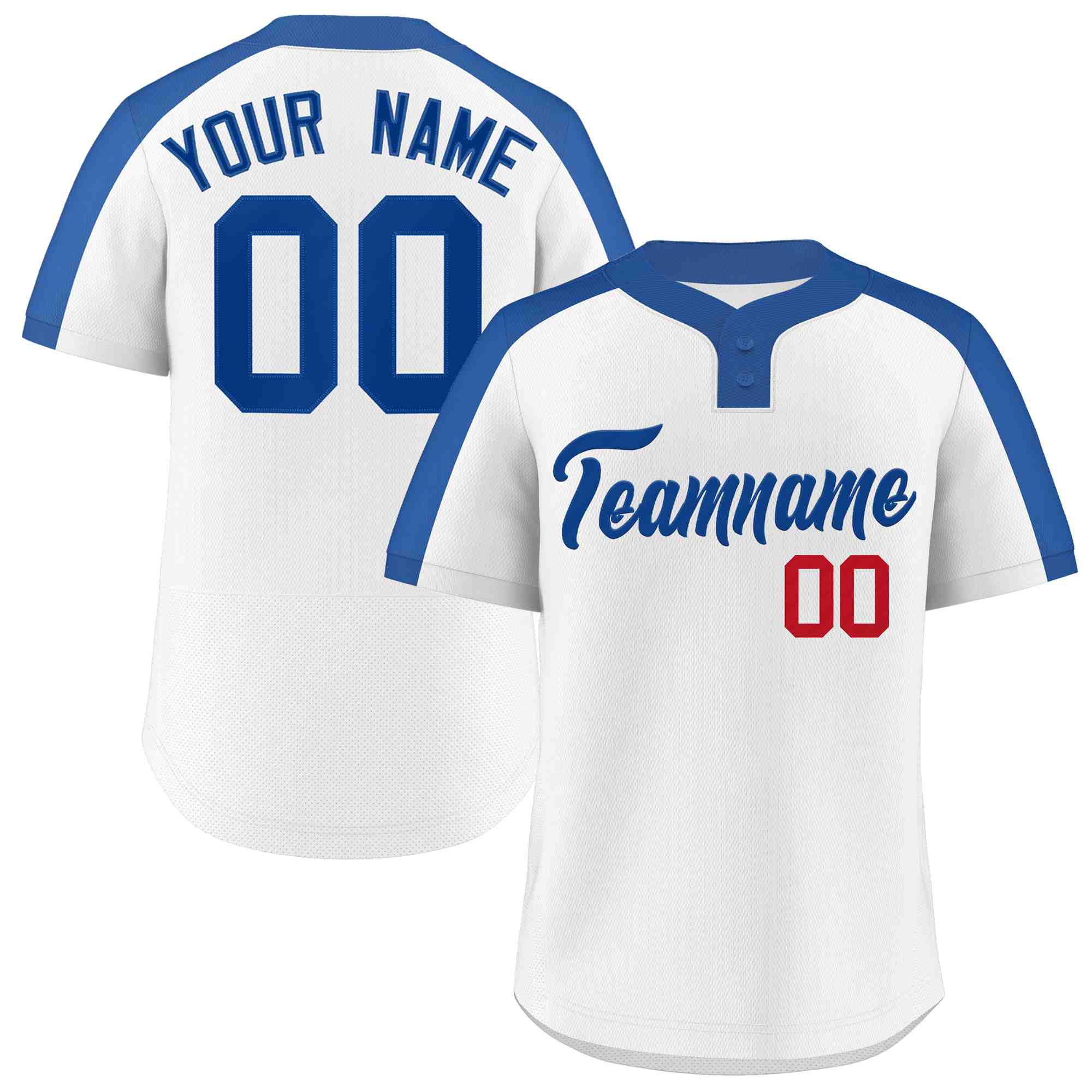 Maillot de baseball authentique à deux boutons de style classique royal blanc personnalisé