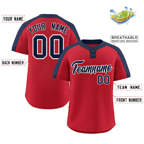 Custom Red Navy-White Classic Style Authentic Two-Button Baseball Jersey