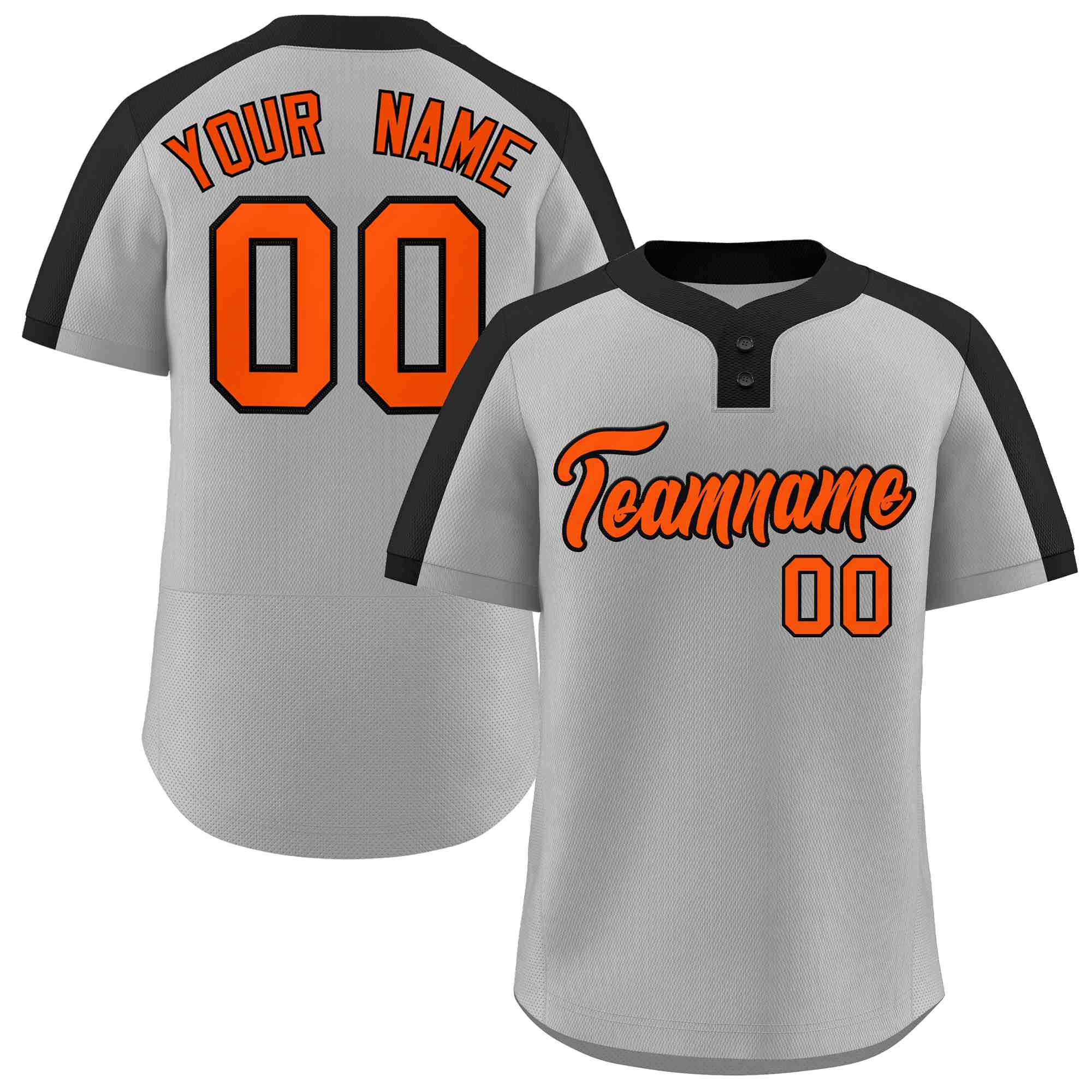 Custom Gray Orange-Black Classic Style Authentic Two-Button Baseball Jersey