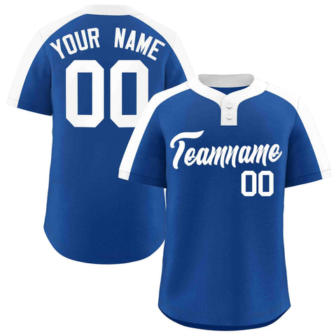 Custom Royal White Classic Style Authentic Two-Button Baseball Jersey
