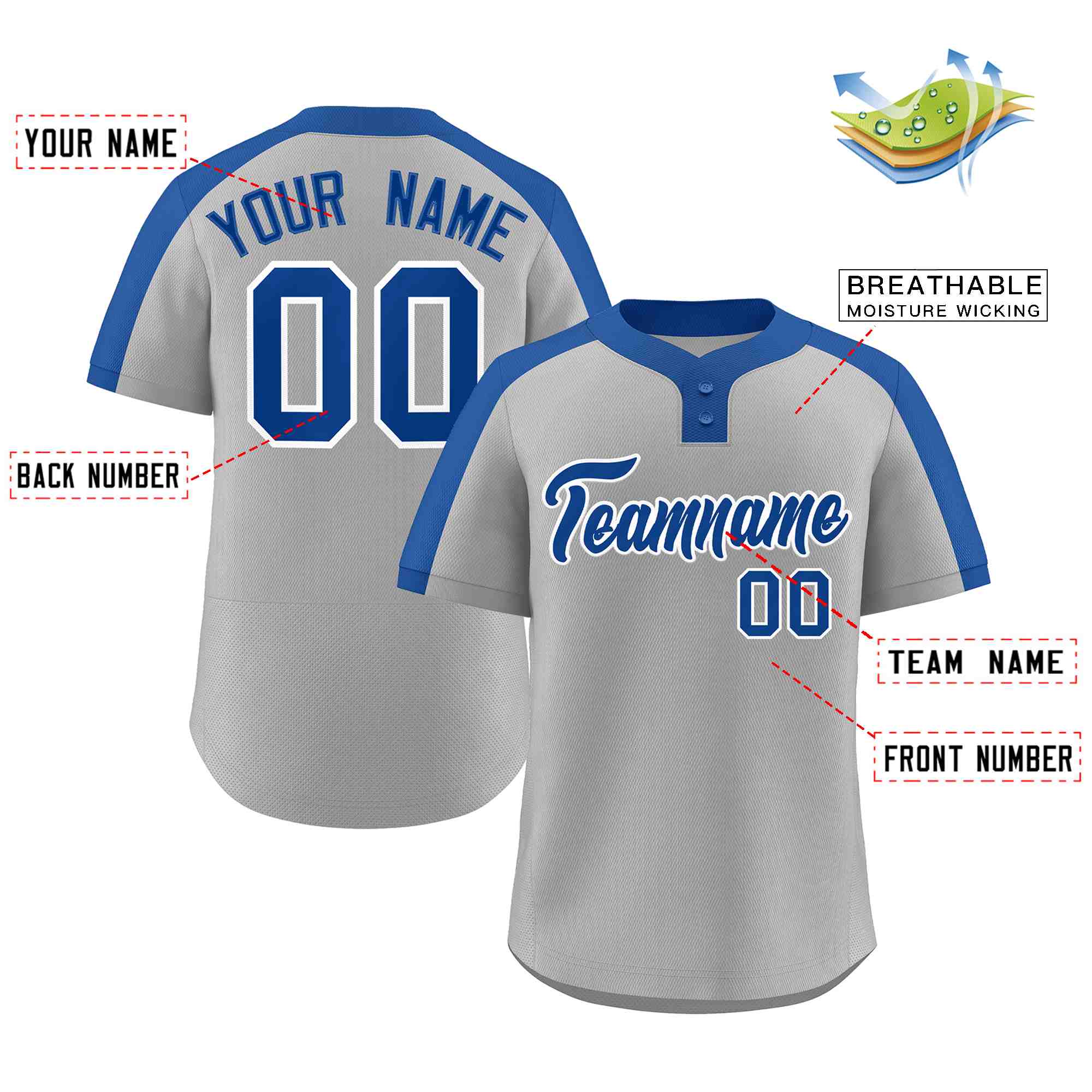  KXK Custom Baseball Mesh Jersey - Personalized Button