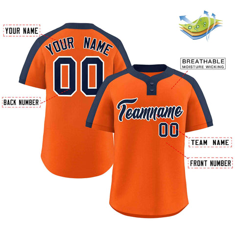 Custom Orange Navy-White Classic Style Authentic Two-Button Baseball Jersey