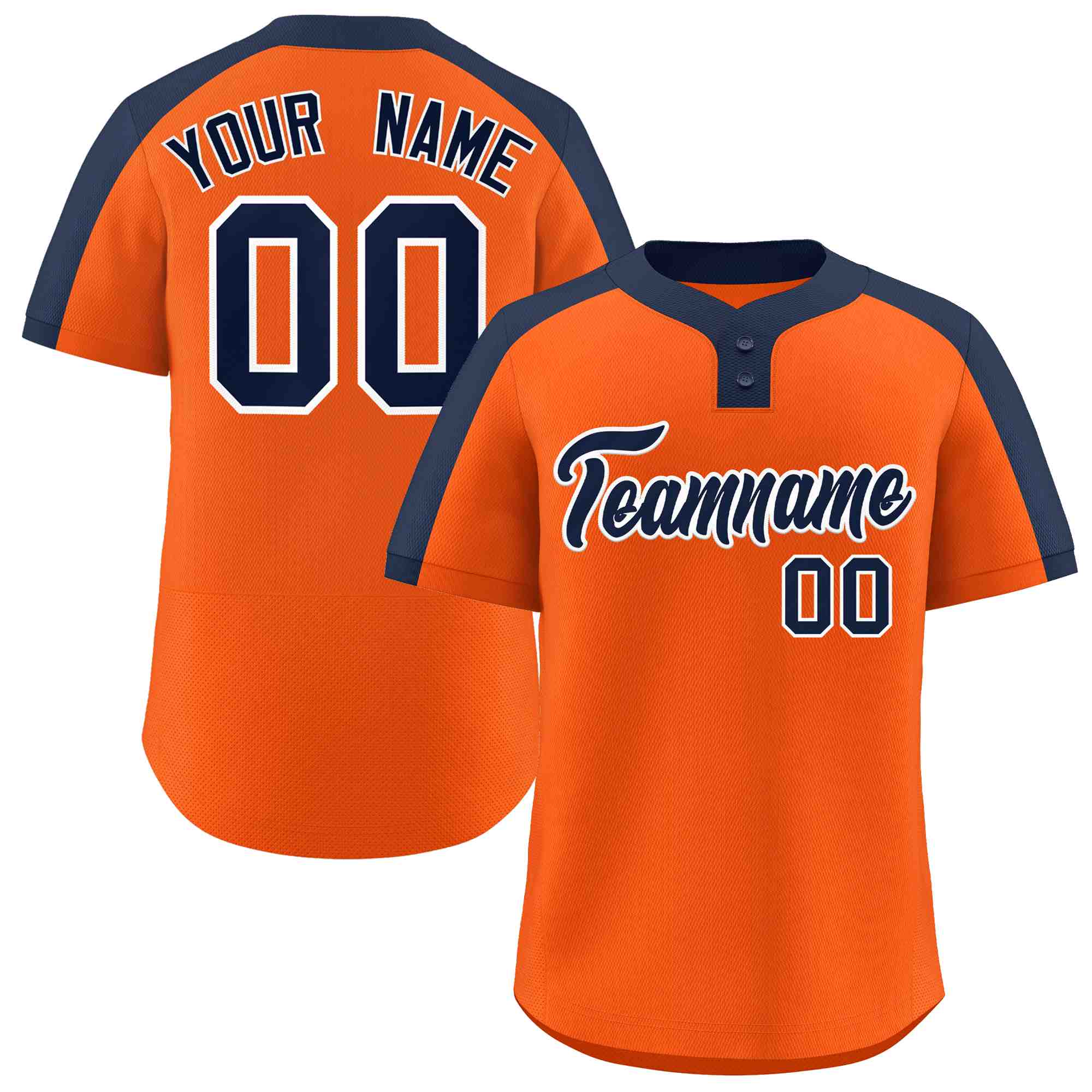 Custom Orange Navy-White Classic Style Authentic Two-Button Baseball Jersey