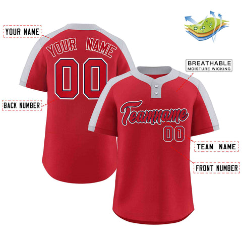 Custom Red Red-Navy Classic Style Authentic Two-Button Baseball Jersey