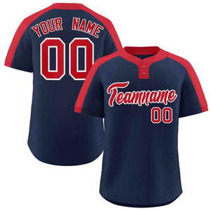 Custom Navy Red-White Classic Style Authentic Two-Button Baseball Jersey