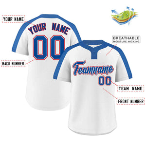 Maillot de baseball authentique à deux boutons, personnalisé, blanc Royal-blanc, style classique