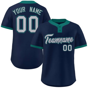 Maillot de baseball personnalisé à deux boutons, gris-aqua, style classique, personnalisé