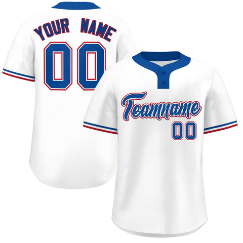 Custom White Royal-Red Classic Style Authentic Two-Button Baseball Jersey