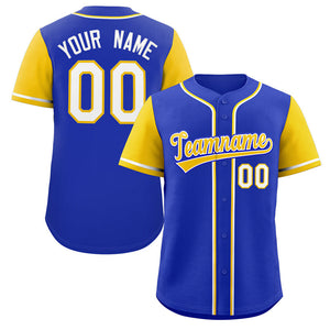 Maillot de baseball authentique à manches raglan Royal Gold-White personnalisé