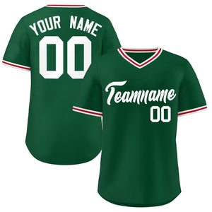 Maillot de baseball authentique à col en V, style classique vert personnalisé